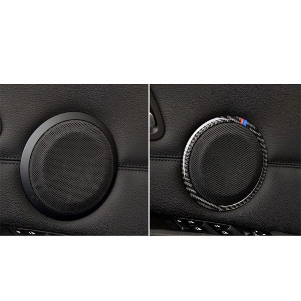 Three Color Carbon Fiber Car Horn Circle Decorative Sticker for BMW E90 / E84 / 320i / 325i - Image 6