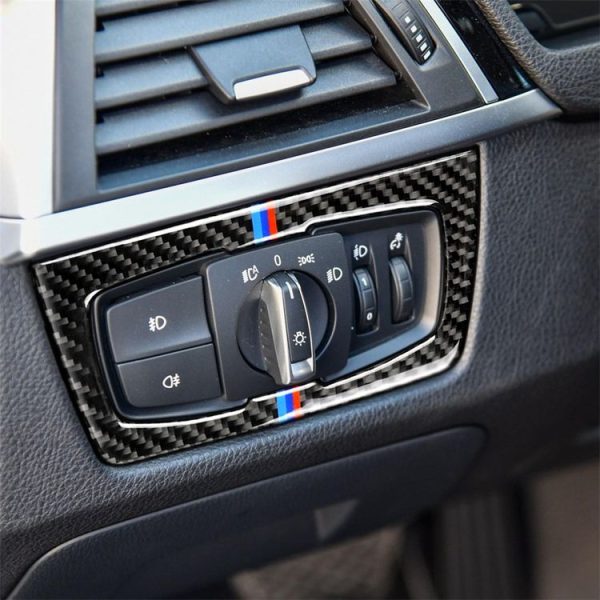 Three Color Carbon Fiber Car Headlight Switch Decorative Sticker for BMW F30 2013-2017 / F34 2013-2017 - Image 5