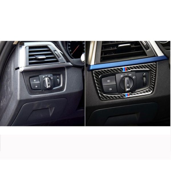 Three Color Carbon Fiber Car Headlight Switch Decorative Sticker for BMW F30 2013-2017 / F34 2013-2017 - Image 6