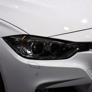 1 Pairs Yellow Red Color Carbon Fiber Car Lamp Eyebrow Decorative Sticker for BMW F30 2013-2015