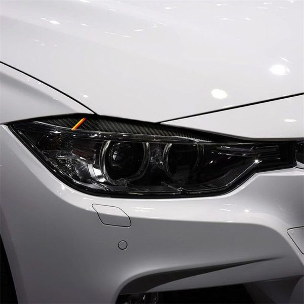 1 Pairs Yellow Red Color Carbon Fiber Car Lamp Eyebrow Decorative Sticker for BMW F30 2013-2015