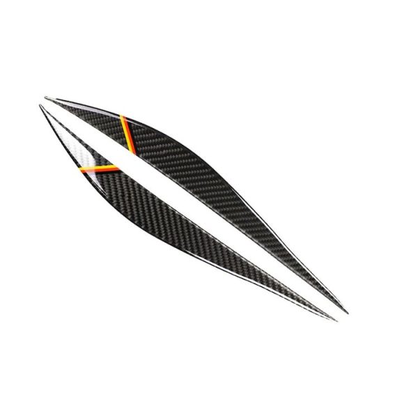1 Pairs Yellow Red Color Carbon Fiber Car Lamp Eyebrow Decorative Sticker for BMW F30 2013-2015 - Image 2
