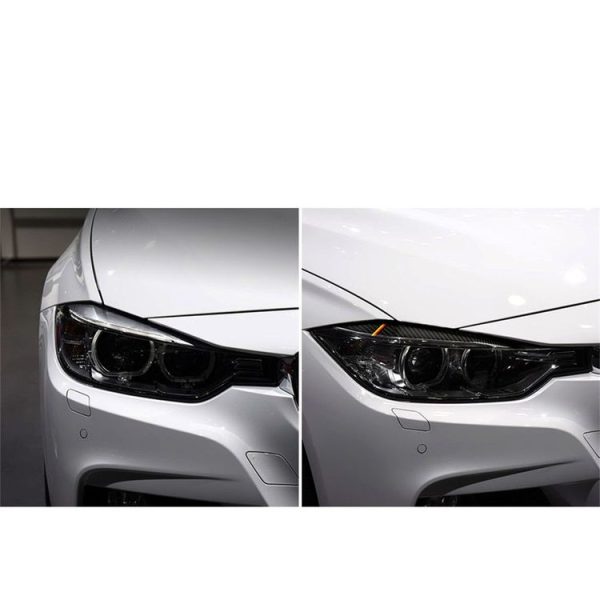 1 Pairs Yellow Red Color Carbon Fiber Car Lamp Eyebrow Decorative Sticker for BMW F30 2013-2015 - Image 6
