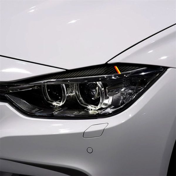 1 Pairs Yellow Red Color Carbon Fiber Car Lamp Eyebrow Decorative Sticker for BMW F30 2013-2015 - Image 7