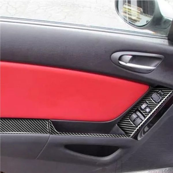 6 in 1 Car Carbon Fiber Left and Right Driving Seat Lift Decorative Sticker for Mazda RX8 2004-2008, Left Drive High-configured - Image 5