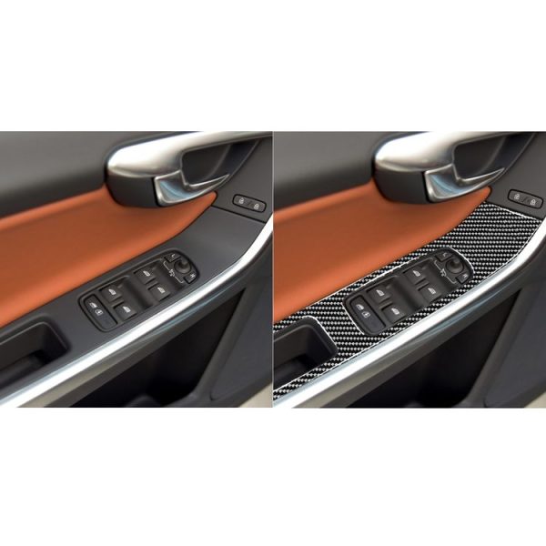 4 PCS Car Carbon Fiber Window Lifting Panel Decorative Stickers for Volvo V60 2010-2017 / S60 2010-2018, Left and Right Drive Universal - Image 7