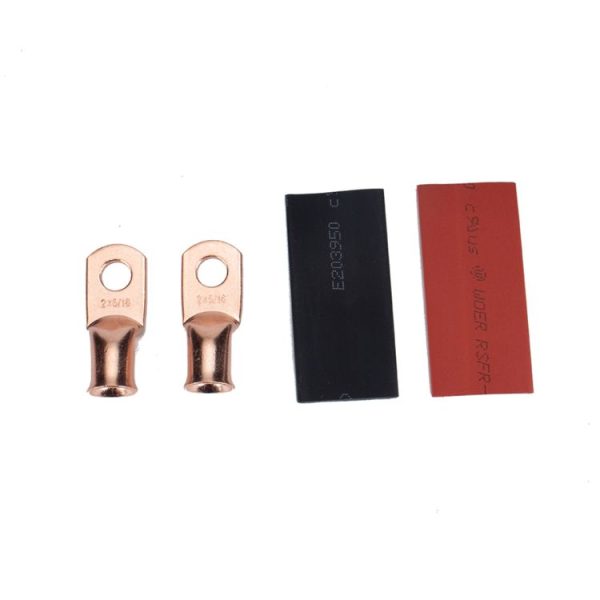 10 PCS AWG T2 Copper Heavy-duty Cold-pressed Wire Terminals 2 x 5 / 16 with Heat Shrinkable Tube - Image 3