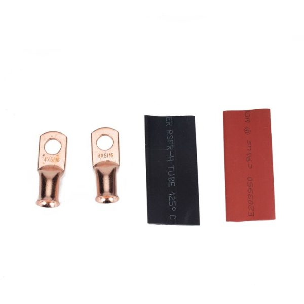 10 PCS AWG T2 Copper Heavy-duty Cold-pressed Wire Terminals 4 x 5 / 16 with Heat Shrinkable Tube - Image 3