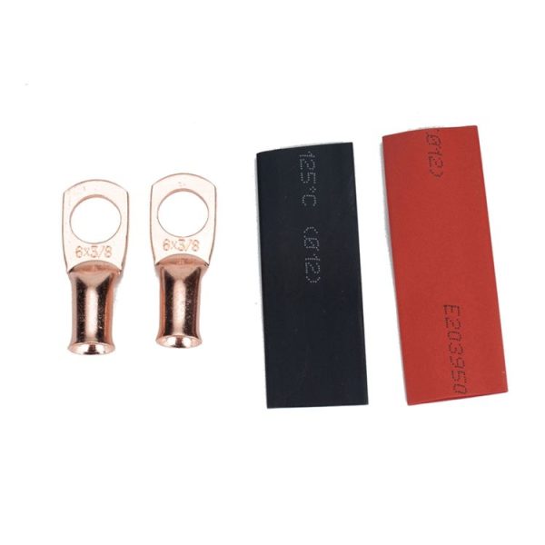 10 PCS AWG T2 Copper Heavy-duty Cold-pressed Wire Terminals 6 x 3 / 8 with Heat Shrinkable Tube - Image 3