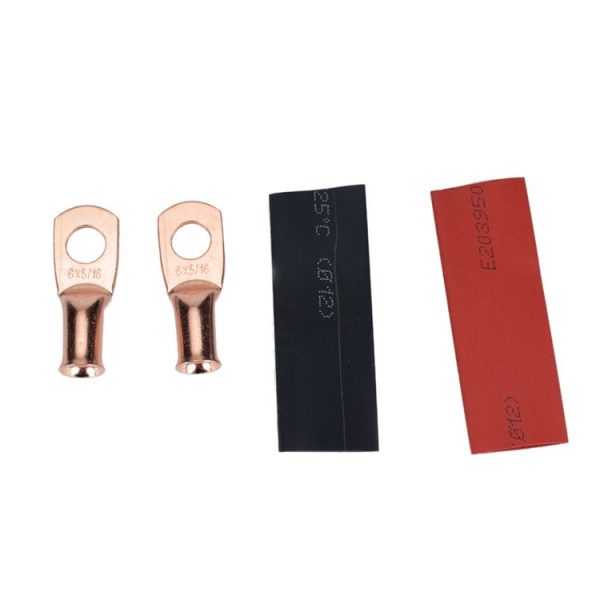 10 PCS AWG T2 Copper Heavy-duty Cold-pressed Wire Terminals 6 x 5 / 16 with Heat Shrinkable Tube - Image 3