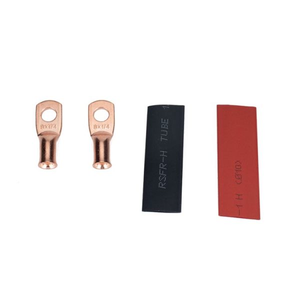 10 PCS AWG T2 Copper Heavy-duty Cold-pressed Wire Terminals 8 x 1 / 4 with Heat Shrinkable Tube - Image 3