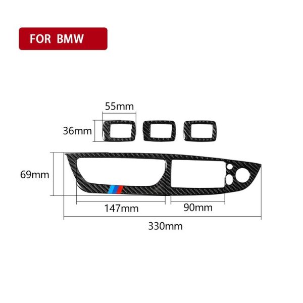 4 in 1 Car Carbon Fiber Tricolor Window Lift Switch Panel Decorative Sticker for BMW 2008-2013 X5 E70 / 2009-2014 X6 E71, High Configuration Left Drive - Image 6