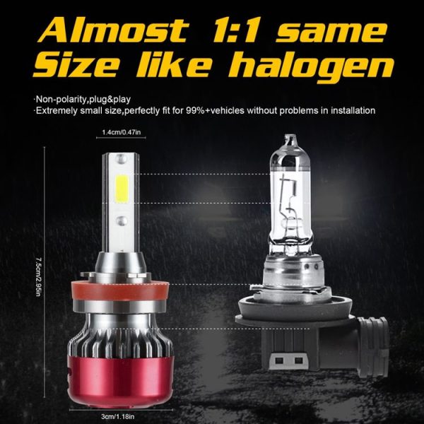 2 PCS I5 H11 DC9-30V 26W 6000K 2400LM IP67 Car High Bright LED Headlight Lamps - Image 6