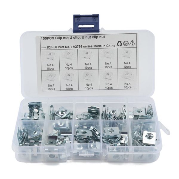 100 PCS U Nut Kit Spire Clips No.4 Zinc Speed Fasteners Lug Nuts - Image 2