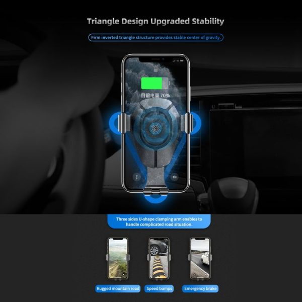 ROCK W25 Car Stand Wireless Fast Charger Air Outlet Gravity Phone Bracket (Silver) - Image 12