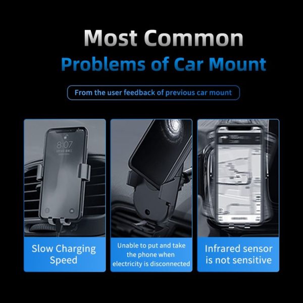 ROCK W25 Car Stand Wireless Fast Charger Air Outlet Gravity Phone Bracket (Silver) - Image 4