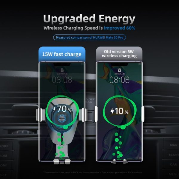 ROCK W25 Car Stand Wireless Fast Charger Air Outlet Gravity Phone Bracket (Silver) - Image 6