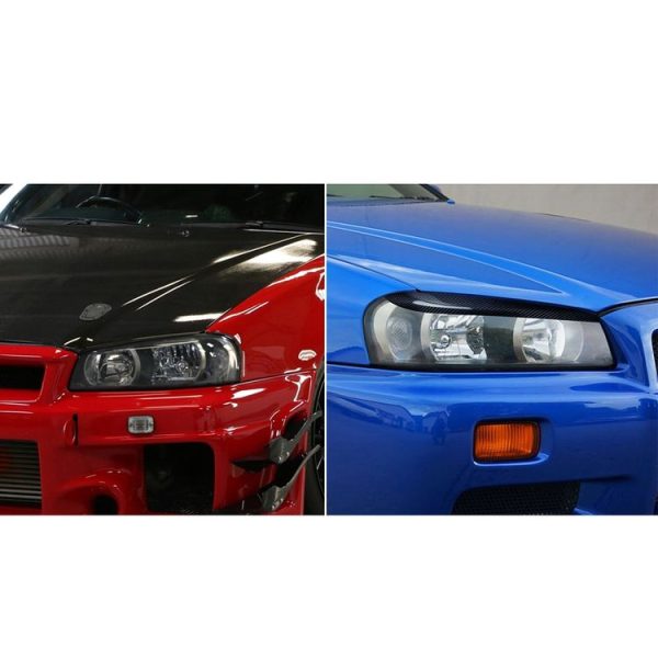2 PCS Carbon Fiber Car Lamp Eyebrow Decorative Sticker for 1999-2002 Nissan Skyline R34 - Image 7