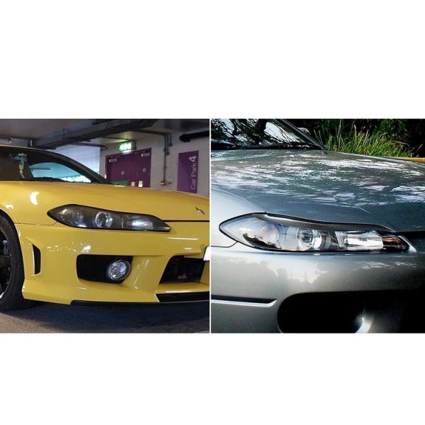 2 PCS Carbon Fiber Car Lamp Eyebrow Decorative Sticker for 1999-2002 Nissan 200SX S15 - Image 7