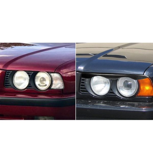 2 PCS Carbon Fiber Car Lamp Eyebrow Decorative Sticker for 1988-1996 BMW E34 5 Series - Image 7