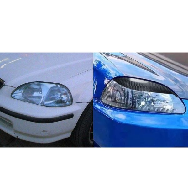 2 PCS Carbon Fiber Car Lamp Eyebrow Decorative Sticker for 1996-1998 Honda Civic - Image 7