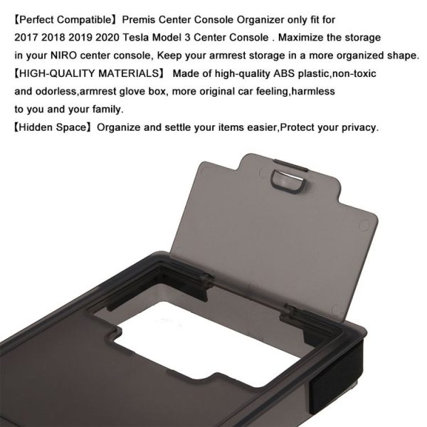 Hidden Transparent Storage Box Central Control Armrest Box Cover for Tesla Model 3 - Image 7