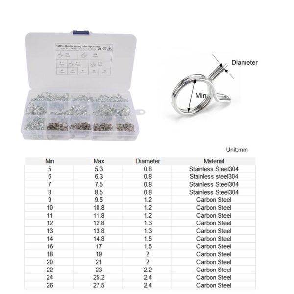 150 PCS Double Wire Spring Tube Clamp Water Pipe Clamps, Size: 5-14mm - Image 6