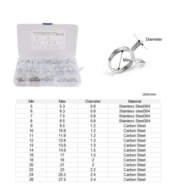 70 PCS Double Wire Spring Tube Clamp Water Pipe Clamps, Size: 5.0-18mm - Image 6