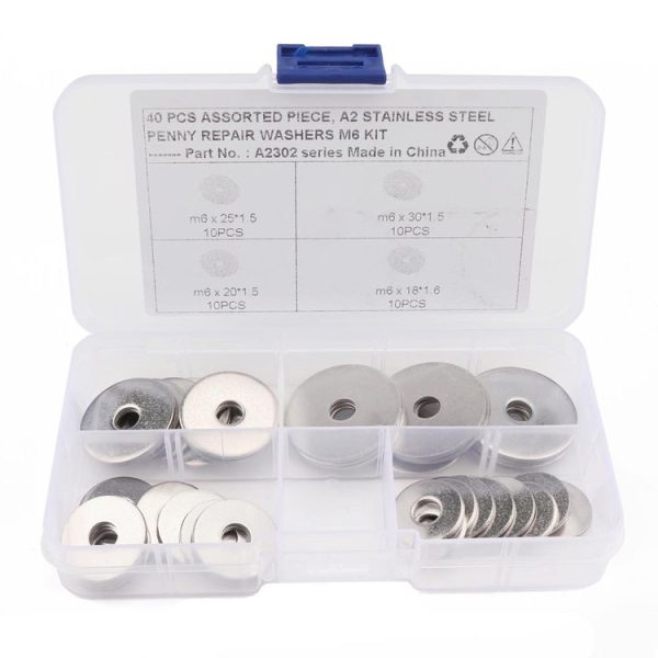 40 PCS Round Shape Stainless Steel Flat Washer Assorted Kit for Car / Boat / Home Appliance - Image 4