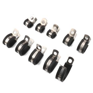 10 PCS Car Rubber Cushion Pipe Clamps Stainless Steel Clamps, Size: 3 / 2 inch (38mm)
