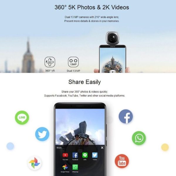Huawei CV60 Panoramic Camera with Dual 13 Megapixel Lens, Support 360 Degree Photo / Video, Asteroid / Crystal Ball / Fish Eye Effect, Self-timer, Social Sharing, Animation Production, VR Browsing (Blue) - Image 6