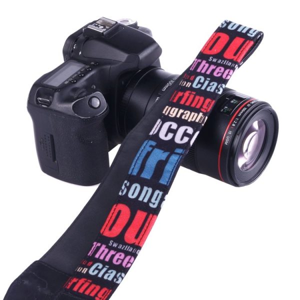 LYNCA LH-02 British Style Series Red Blue English Words Universal Genuine Leather Shoulder Neck Strap Camera Strap for Nikon / Canon / Sony / Panasonic / SLR DSLR ILDC