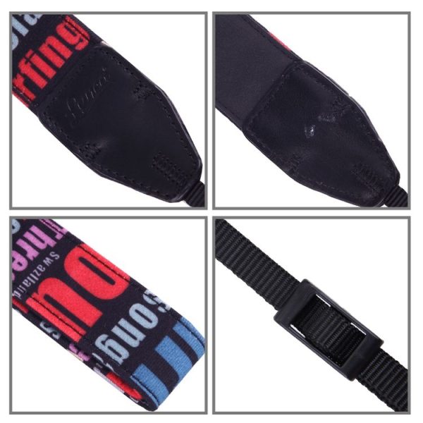 LYNCA LH-02 British Style Series Red Blue English Words Universal Genuine Leather Shoulder Neck Strap Camera Strap for Nikon / Canon / Sony / Panasonic / SLR DSLR ILDC - Image 4