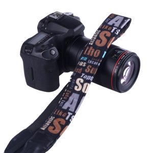 LYNCA LH-05 British Style Series Orange English Words Universal Genuine Leather Shoulder Neck Strap Camera Strap for Nikon / Canon / Sony / Panasonic / SLR DSLR ILDC