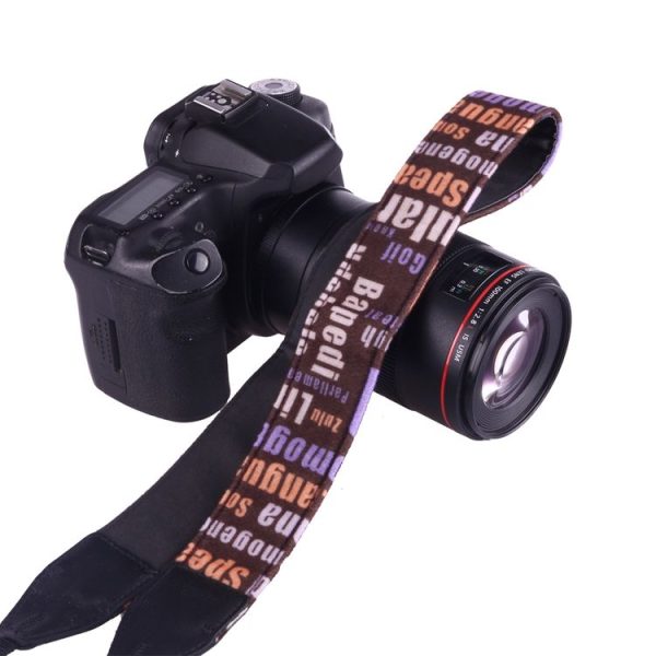 LYNCA LH-06 British Style Series Brown Background English Words Universal Genuine Leather Shoulder Neck Strap Camera Strap for Nikon / Canon / Sony / Panasonic / SLR DSLR ILDC