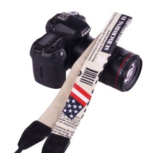 LYNCA LI-03 European and American Style Series Flags Pattern Universal Genuine Leather Shoulder Neck Strap Camera Strap for Nikon / Canon / Sony / Panasonic / SLR DSLR ILDC