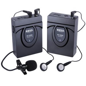 BOYA BY-WM5 2.4GHz Wireless Microphone with Transmitter and Receiver for Smartphones, DSLR Cameras and Video Cameras, Support Two Way Communication System (Black)