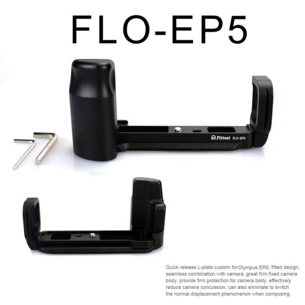 FITTEST FLO-EP5 Vertical Shoot Quick Release L Plate Bracket Base Holder for Olympus EP5 (Black) - Image 3