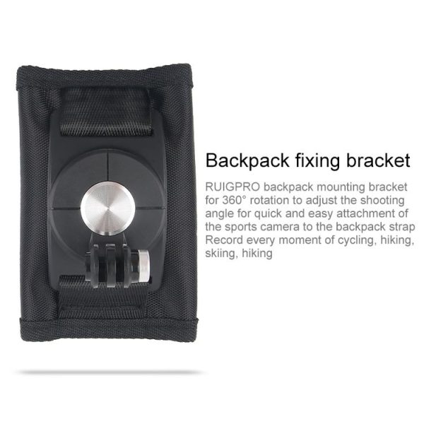 360 Degree Rotating Quick Release Strap Mount Shoulder Backpack Mount for GoPro, Insta360, DJI and Other Action Cameras (Black) - Image 4