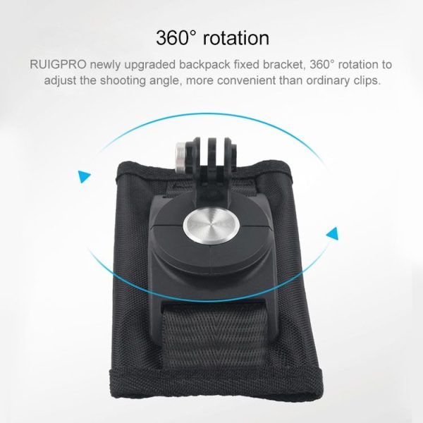360 Degree Rotating Quick Release Strap Mount Shoulder Backpack Mount for GoPro, Insta360, DJI and Other Action Cameras (Black) - Image 7
