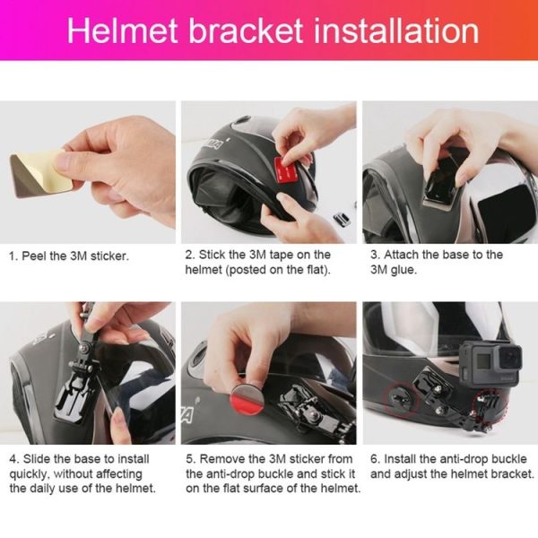 Cycling Helmet Adhesive Multi-Joint Arm Fixed Mount Set with J-Hook Buckle Mount & Adapter & Screw for GoPro, Insta360, DJI and Other Action Cameras - Image 15
