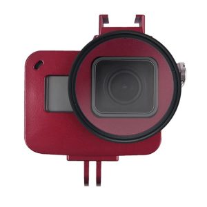 Housing Shell CNC Aluminum Alloy Protective Cage with Insurance Frame & 52mm UV Lens for GoPro HERO7 Black / 6 / 5 (Red)