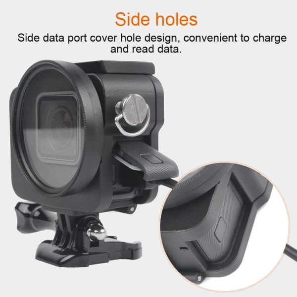 Housing Shell CNC Aluminum Alloy Protective Cage with Insurance Frame & 52mm UV Lens for GoPro HERO7 Black / 6 / 5 (Red) - Image 11