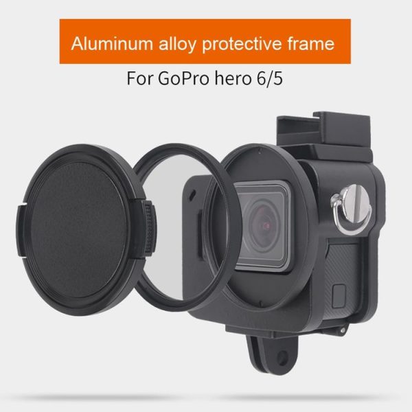 Housing Shell CNC Aluminum Alloy Protective Cage with Insurance Frame & 52mm UV Lens for GoPro HERO7 Black / 6 / 5 (Red) - Image 3