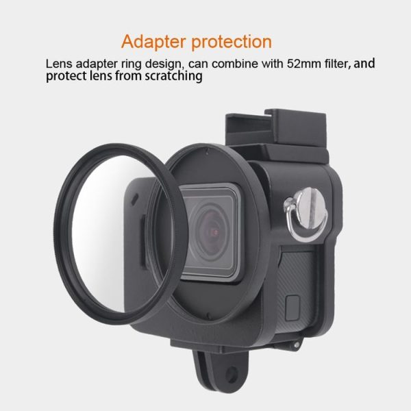 Housing Shell CNC Aluminum Alloy Protective Cage with Insurance Frame & 52mm UV Lens for GoPro HERO7 Black / 6 / 5 (Red) - Image 5