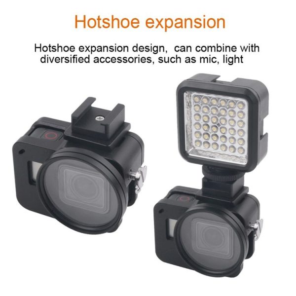 Housing Shell CNC Aluminum Alloy Protective Cage with Insurance Frame & 52mm UV Lens for GoPro HERO7 Black / 6 / 5 (Red) - Image 8