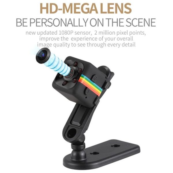 SQ11 Mini DV HD 1080P 2MP Sport Recorder Camera with Holder, Support Monitor Detection & IR Night Vision & TF Card (Black) - Image 3