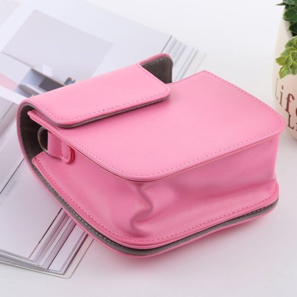 Retro Style Full Body Camera PU Leather Case Bag with Strap for FUJIFILM instax mini 9 / mini 8+ / mini 8 (Pink) - Image 5