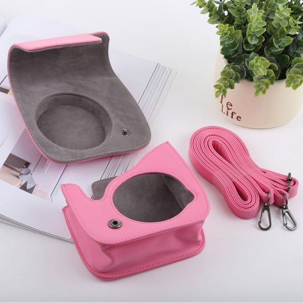 Retro Style Full Body Camera PU Leather Case Bag with Strap for FUJIFILM instax mini 9 / mini 8+ / mini 8 (Pink) - Image 6