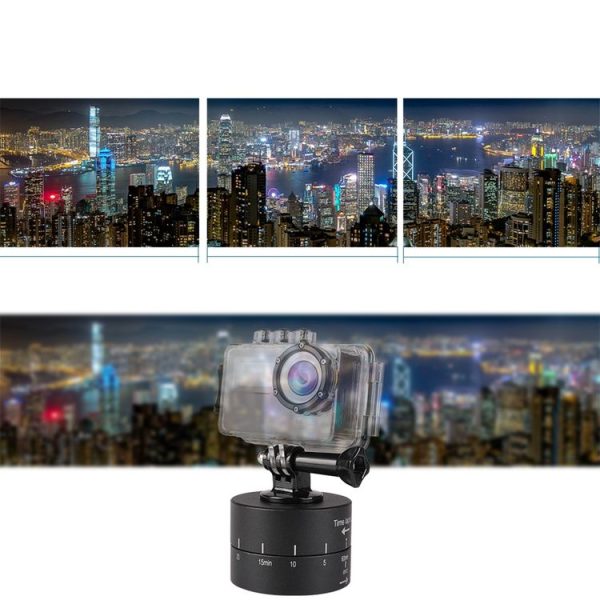 360 Degree Auto Rotation 60 Minutes Time Lapse Stabilizer Tripod Head Adapter for GoPro (Black) - Image 10